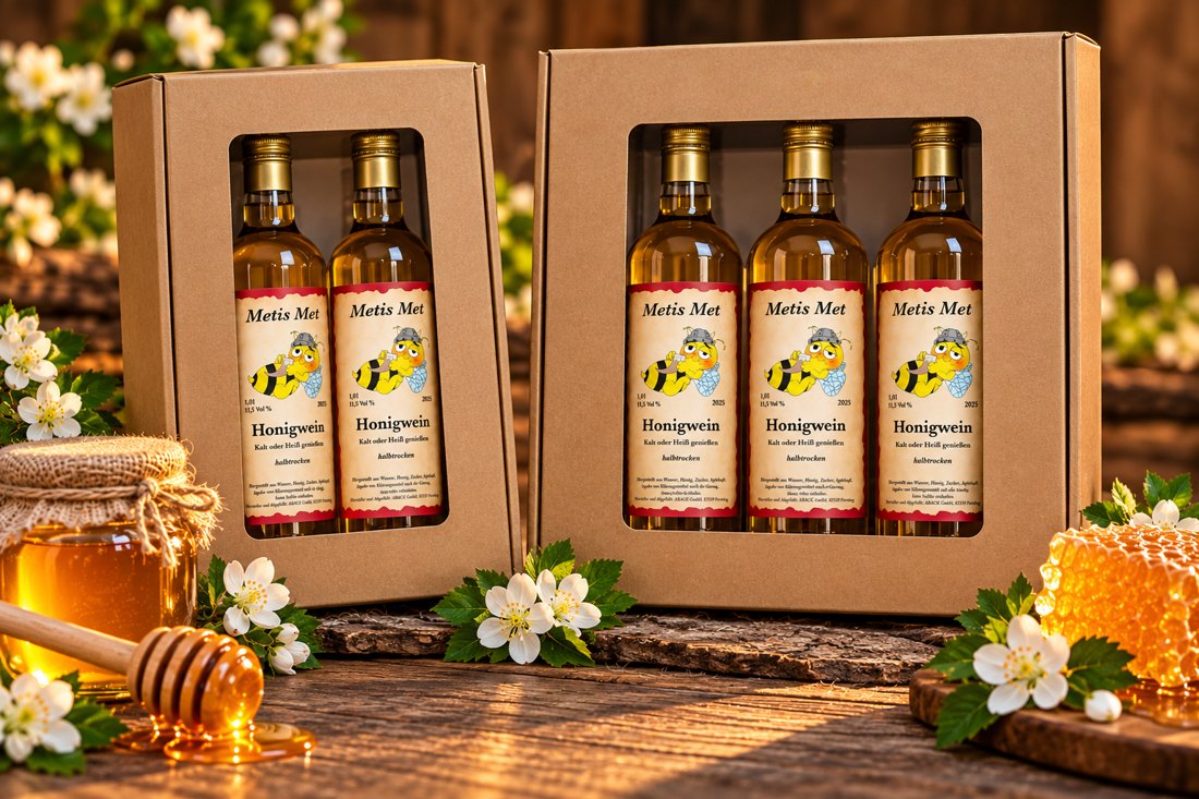 Met-Geschenkboxen mit zwei und drei Flaschen