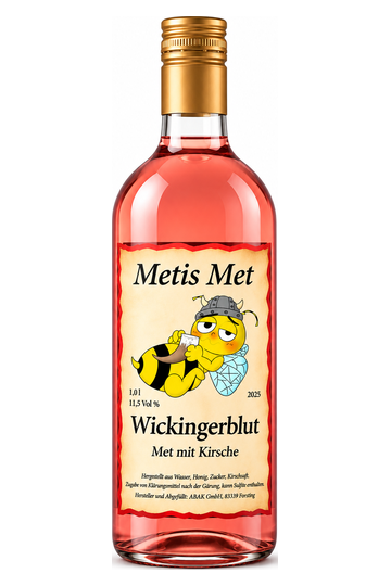 Flasche Wikingerblut Met mit Kirsche in Roséfarbe